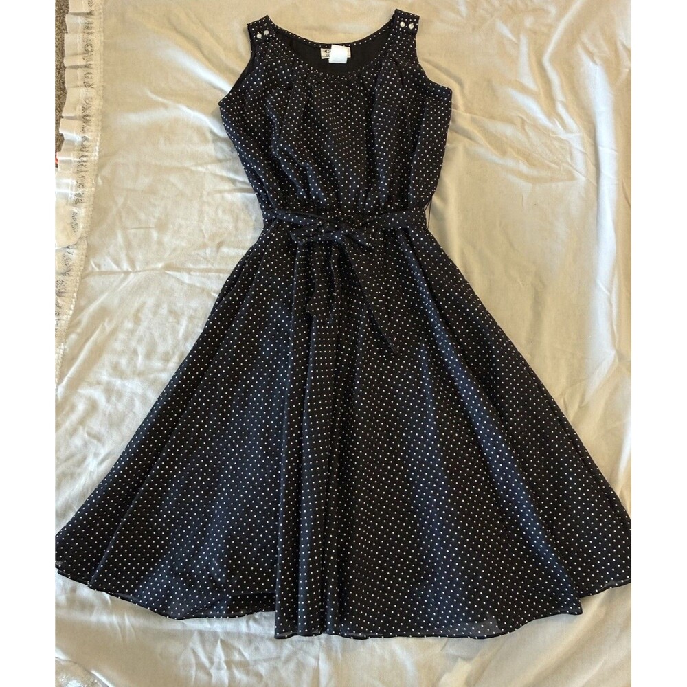 Vintage COCO California Polka Dot Fit & Flare Midi Dress Size 12